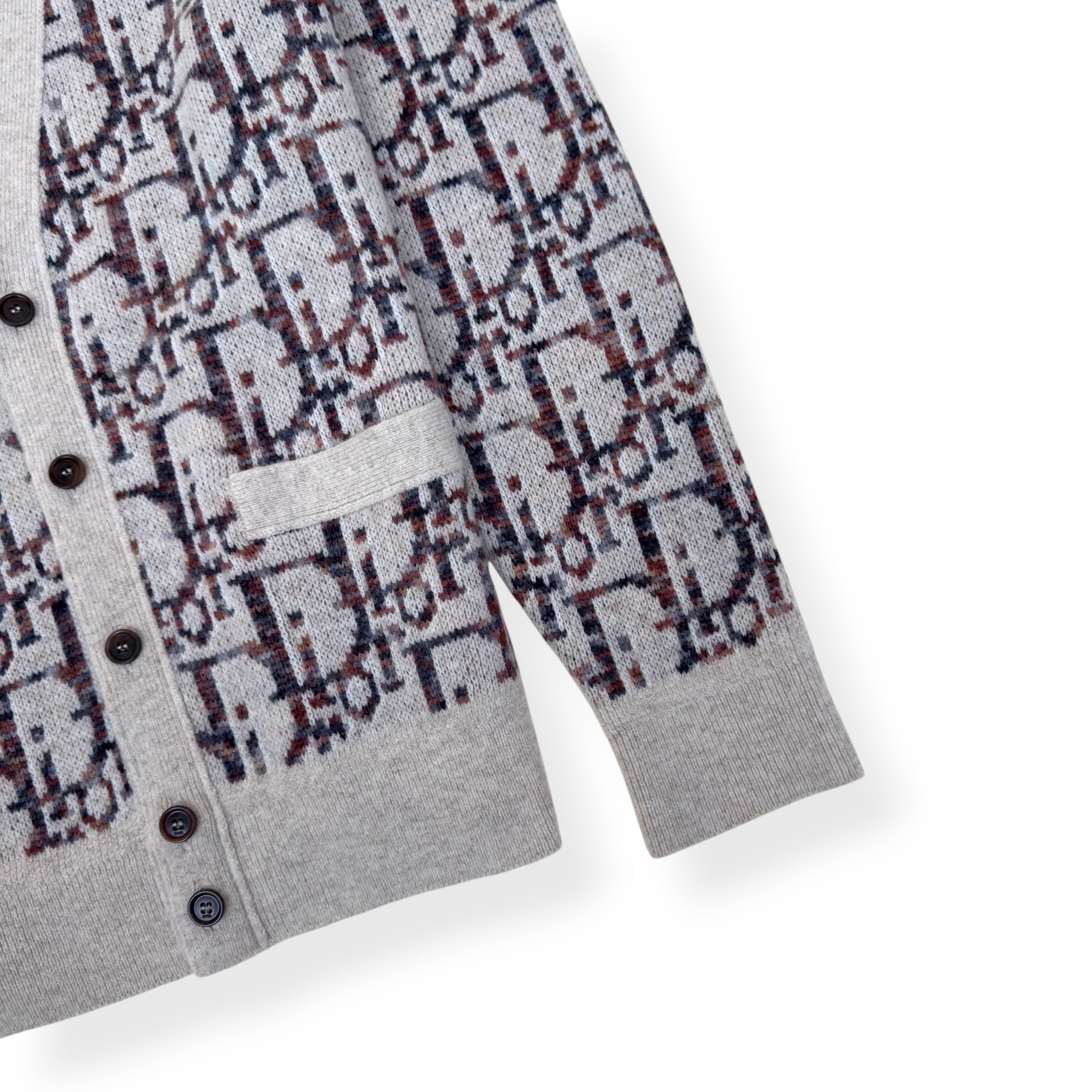 DIOR OBLIQUE VIRGIN WOOL JACQUARD CARDIGAN BEIGE / BROWN XXL