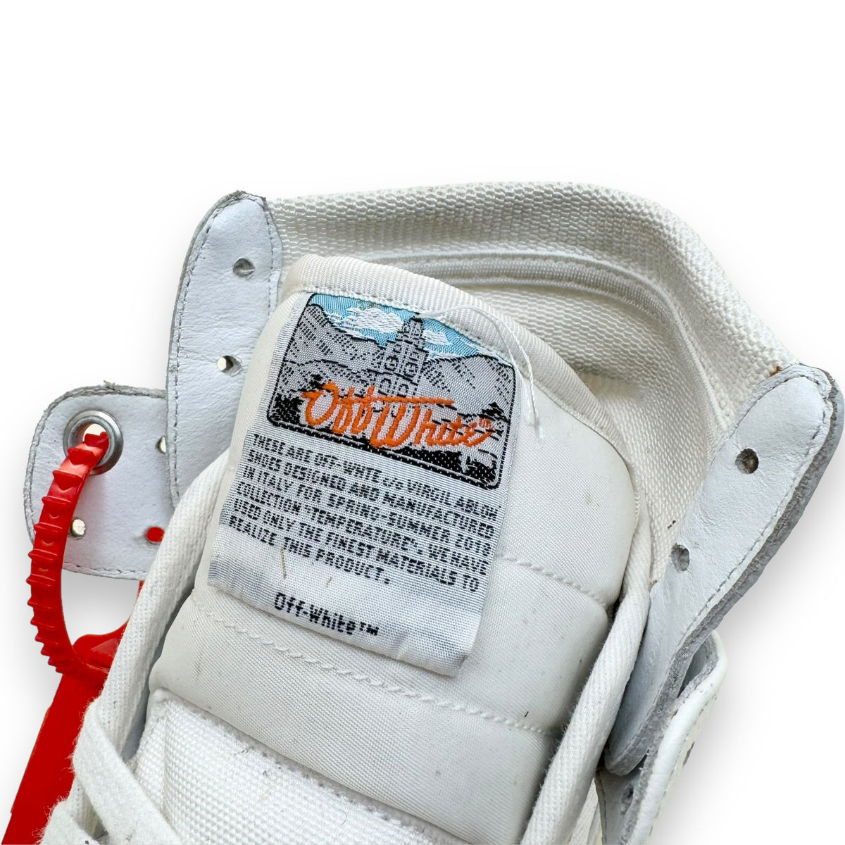 OFF-WHITE OFF-COURT LEATHER HIGH TOP SNEAKER WHITE UK9