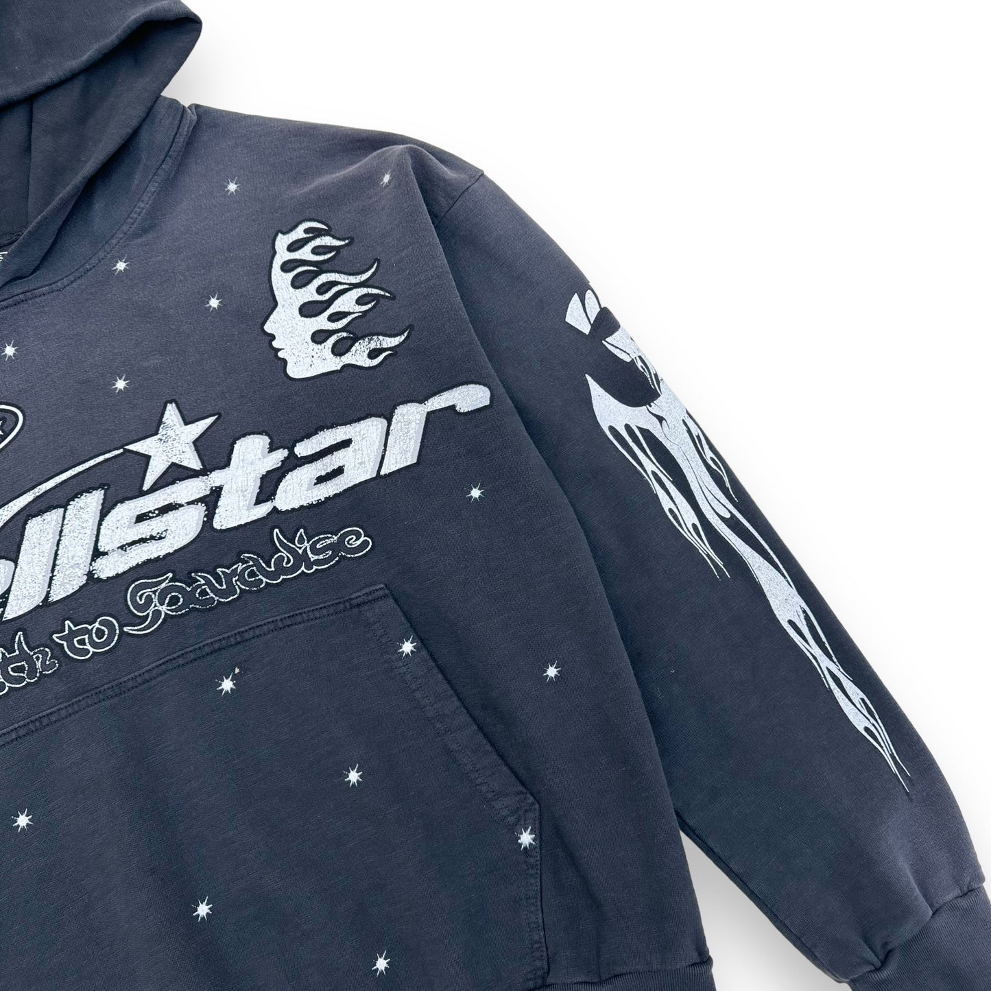 HELLSTAR STUDIOS HOODIE WASHED BLACK L