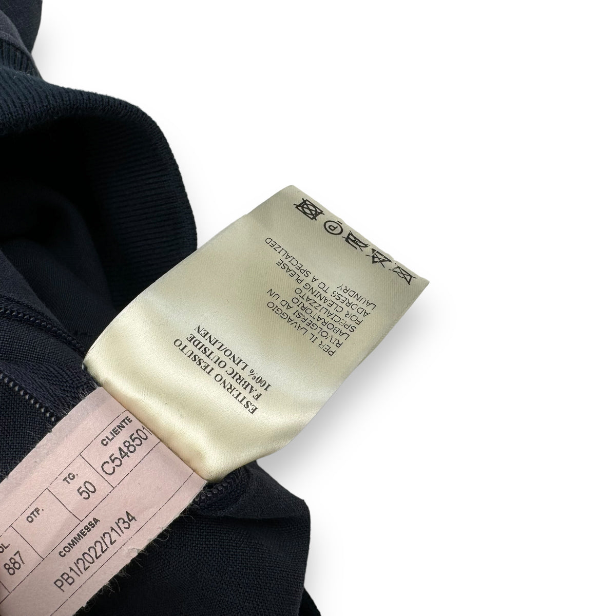 THOM SWEENEY BESPOKE BUTTON-UP LINEN COLLARED BOMBER JACKET NAVY M