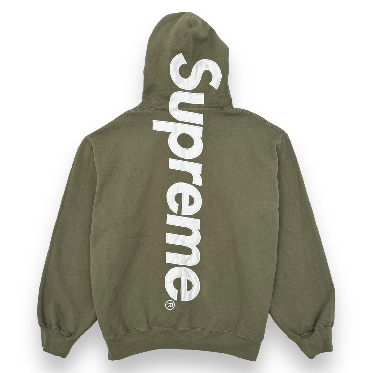 SUPREME SATIN APPLIQUÉ HOODIE OLIVE L