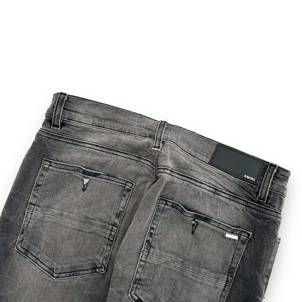 AMIRI SKINNY DISTRESSED STRETCH-DENIM JEANS DARK GREY 34W