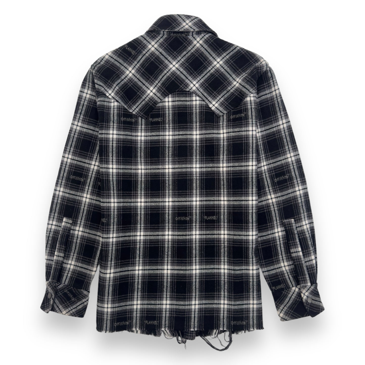 OFF-WHITE LOGO EMBROIDERED CHECKED COTTON-FLANNEL SHIRT S