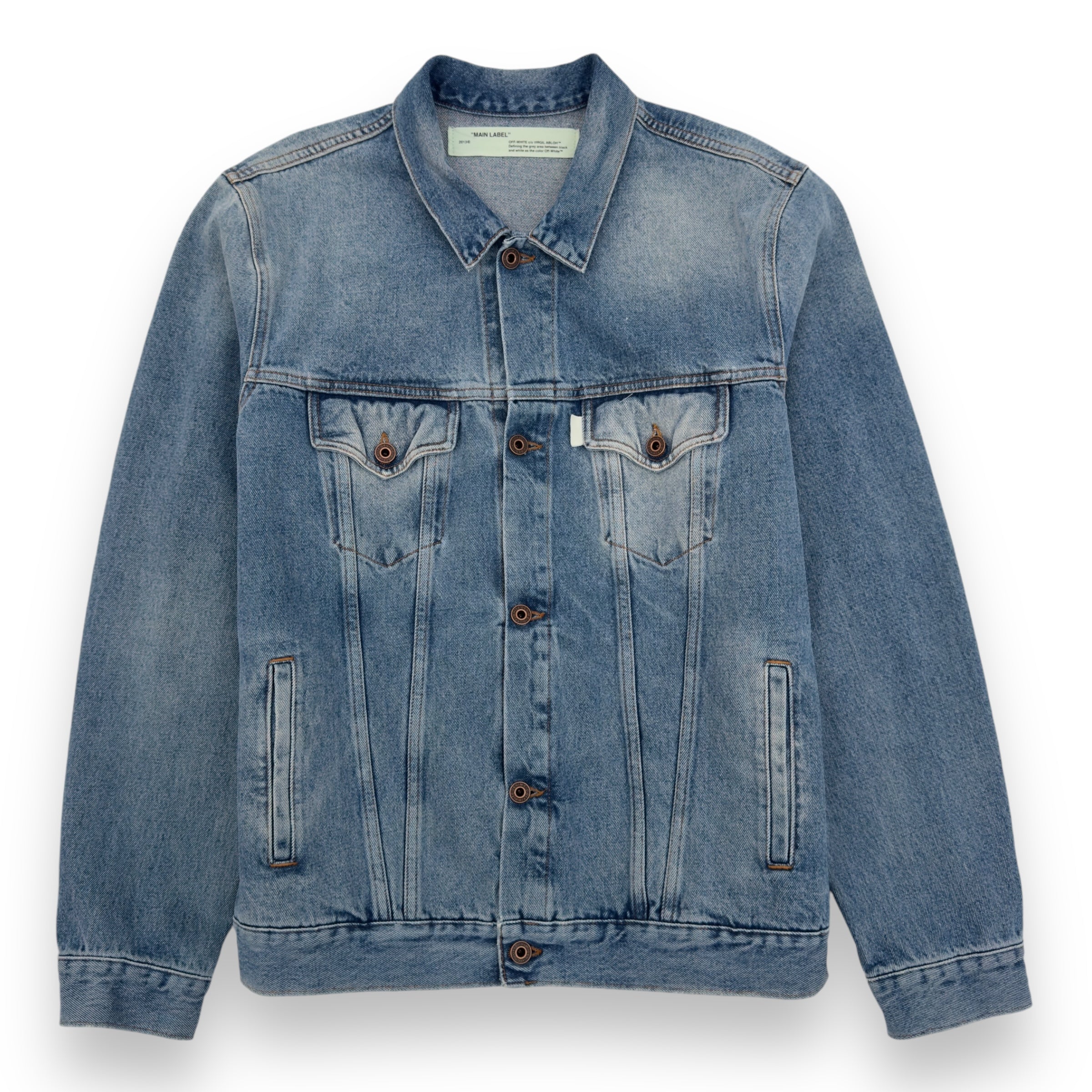 OFF WHITE SPRAY PAINT DENIM JACKET BLUE M Wylist