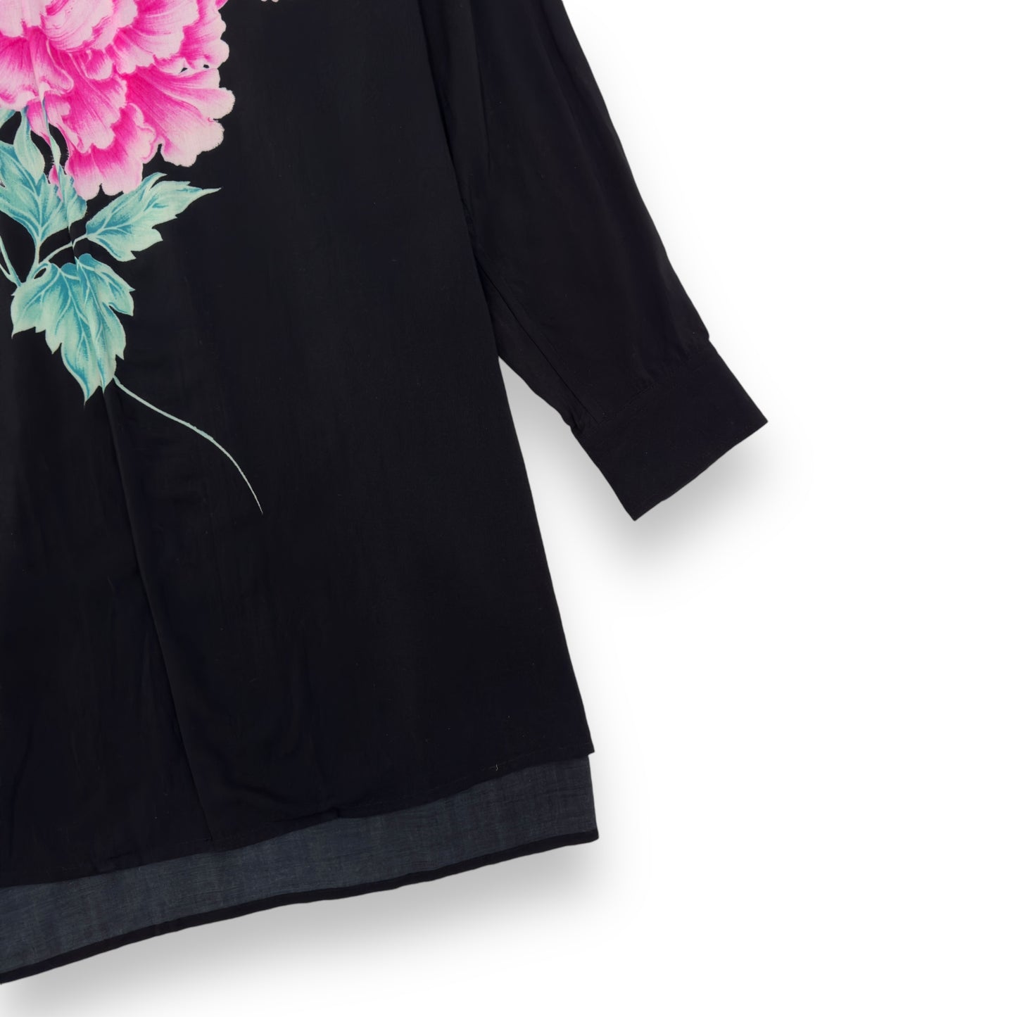 YOHJI YAMAMOTO FLORAL-PRINT LONG-SLEEVE SHIRT BLACK / PINK L