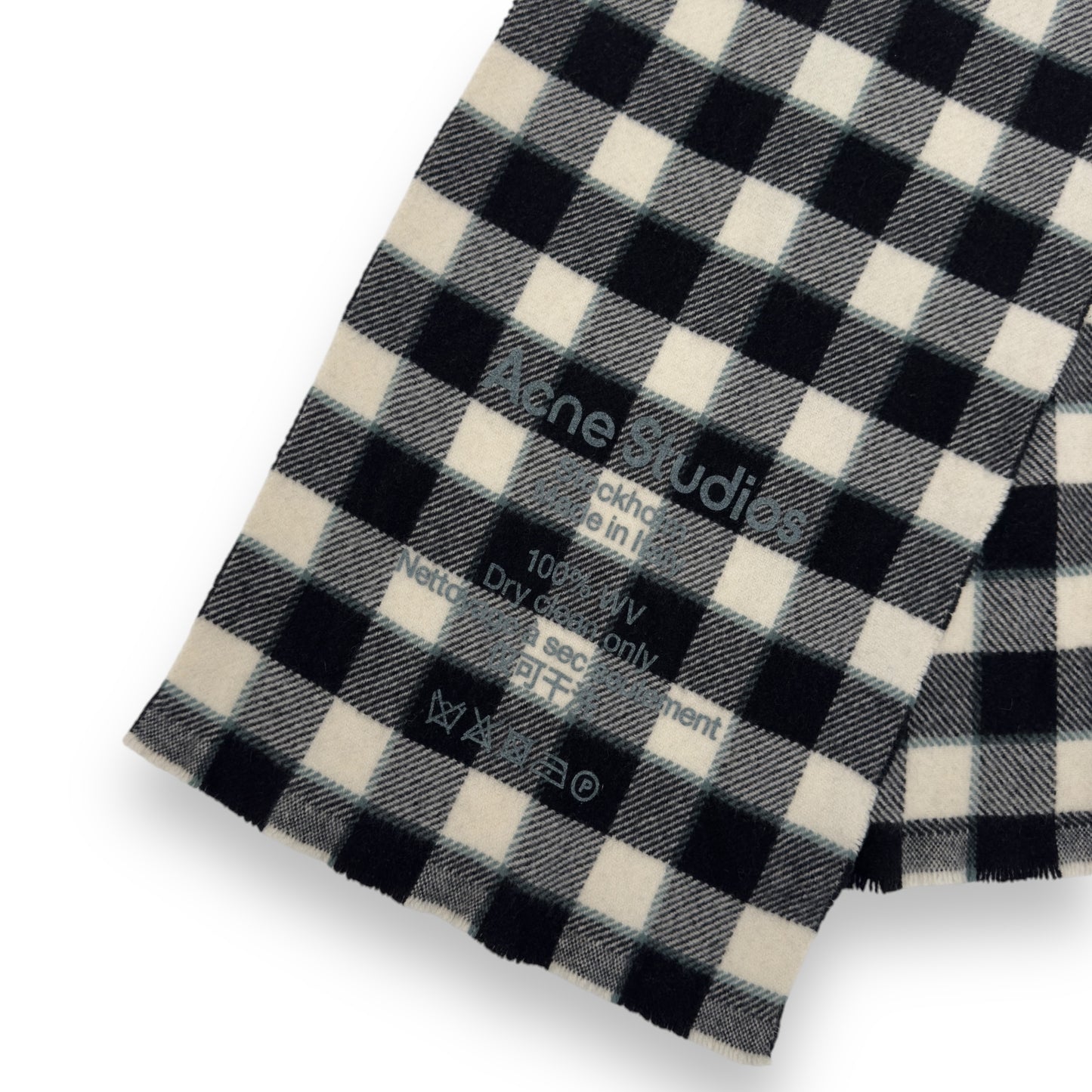 ACNE STUDIOS CHECK WOOL SCARF BLUE