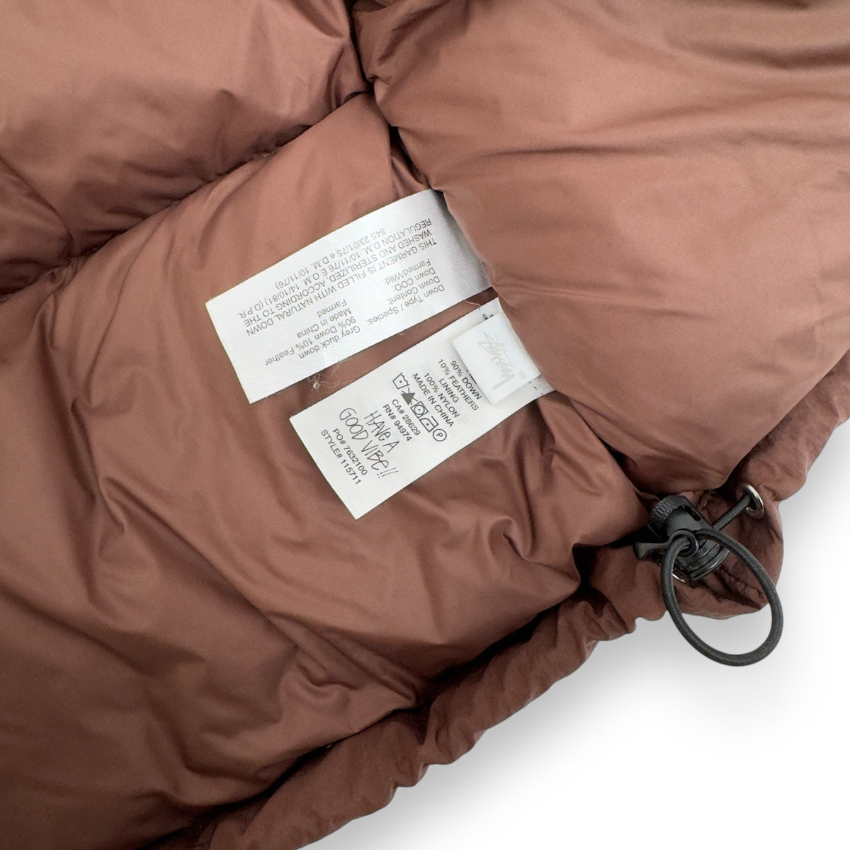 STÜSSY NYLON DOWN PUFFER JACKET BROWN M