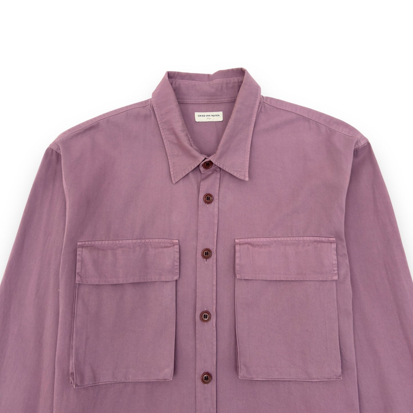 DRIES VAN NOTEN OVERSIZED GABARDINE SHIRT PINK L