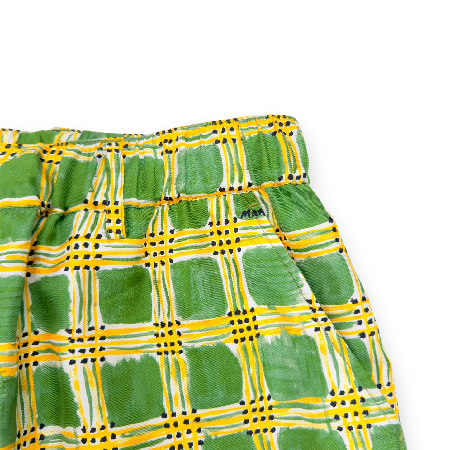 MARNI CHECK FIELDS SILK WIDE-LEG TROUSERS GREEN 52 / XL