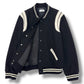 SAINT LAURENT TEDDY LEATHER-TRIMMED WOOL-BLEND BOMBER JACKET BLACK / WHITE 54 / XXL