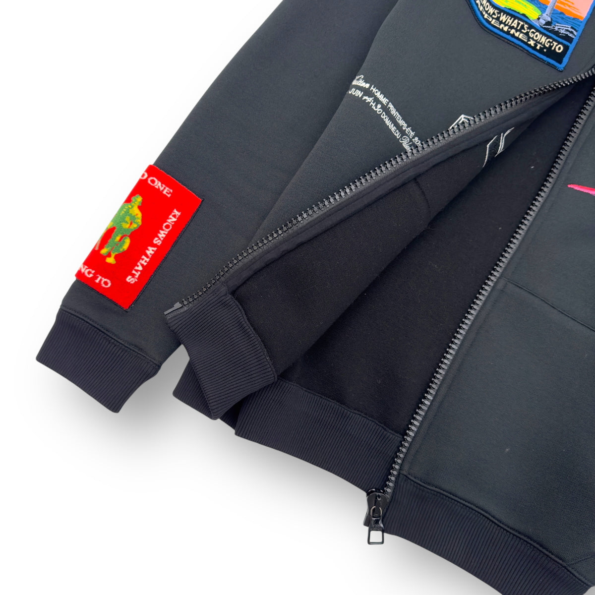 LOUIS VUITTON SS19 OZ PATCH ZIP UP HOODIE BLACK / MULTICOLOURED M