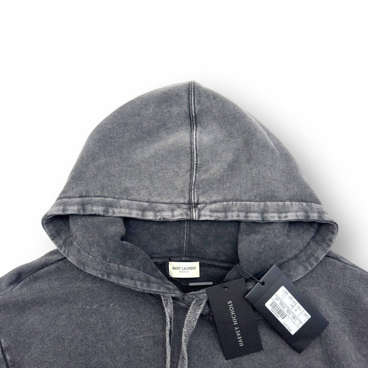 SAINT LAURENT ARCHIVE LOGO HOODIE WASHED GREY L
