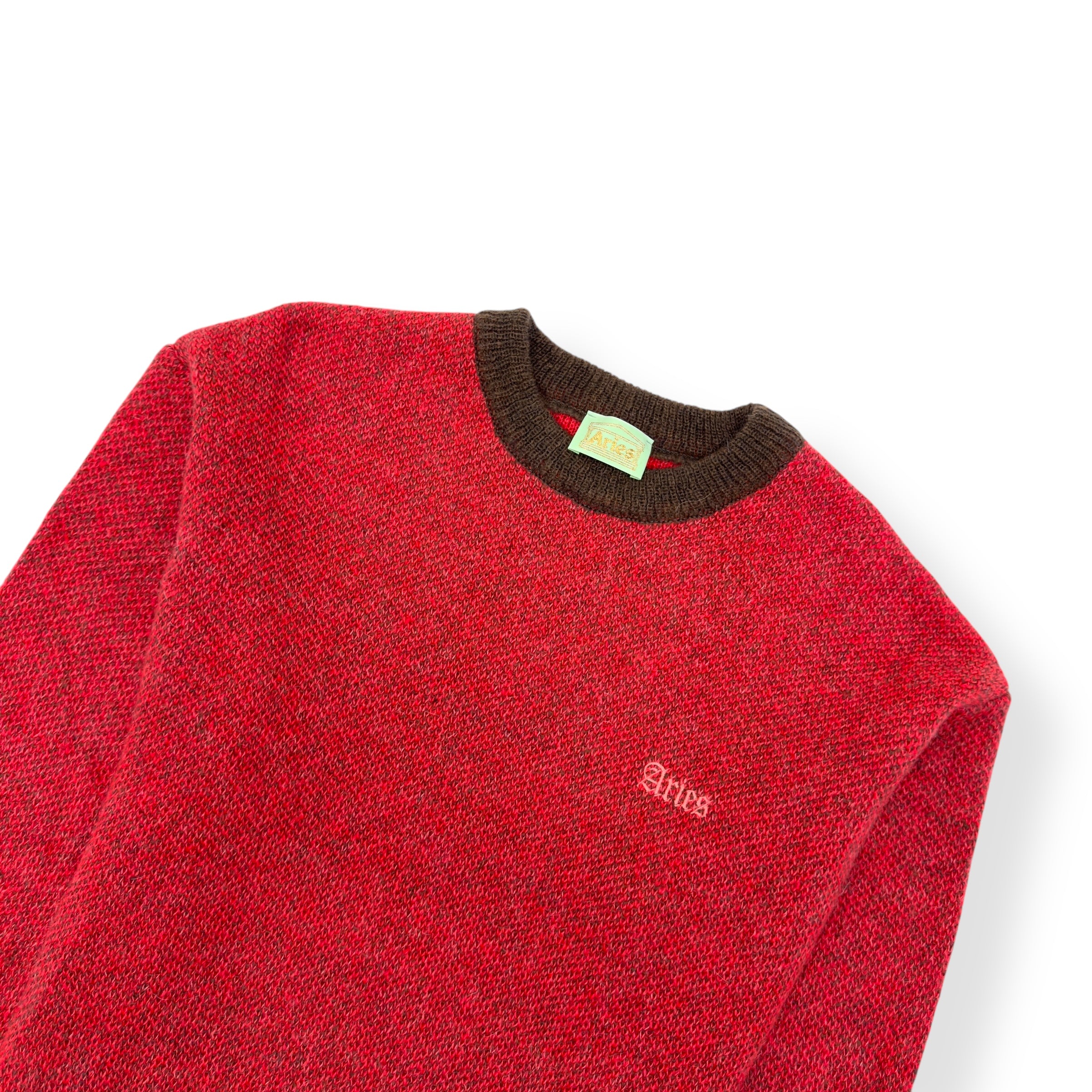 ARIES BRUSHED MOHAIR CREW NECK KNITTED SWEATER PINK / BROWN M
