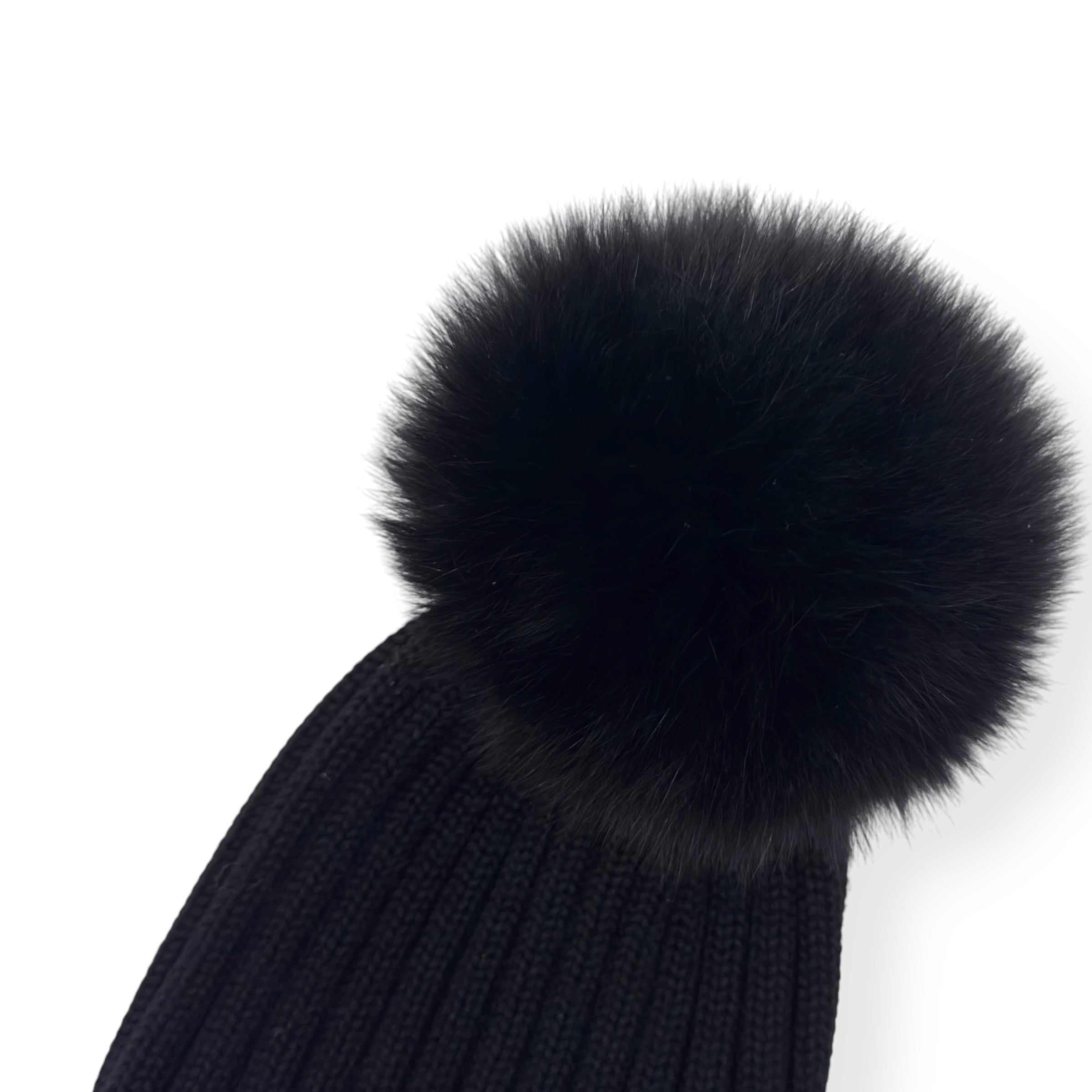 MONCLER WOOL BEANIE WITH POM POM BLACK O/S