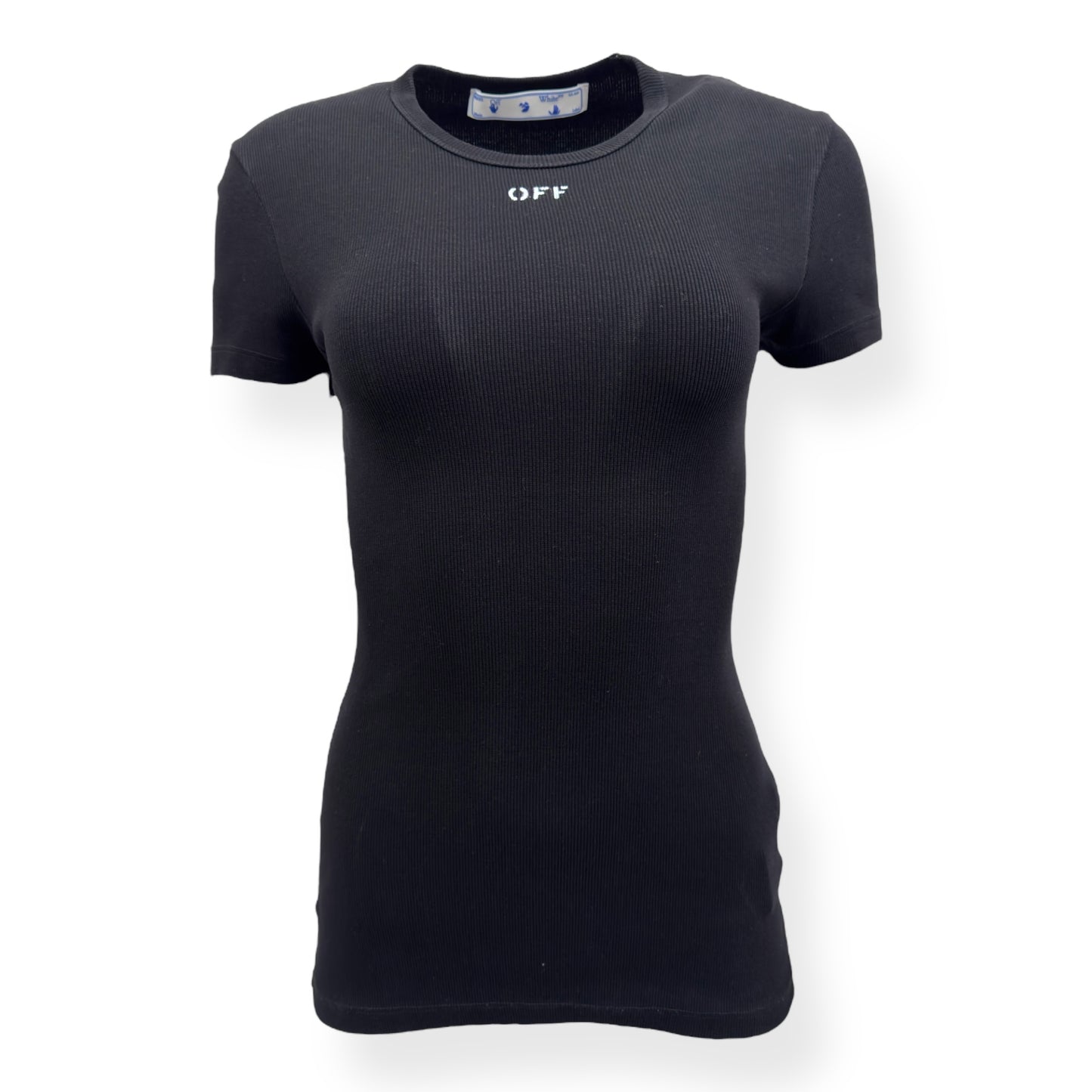 OFF-WHITE LOGO PRINT STRETCH-COTTON T-SHIRT BLACK XS