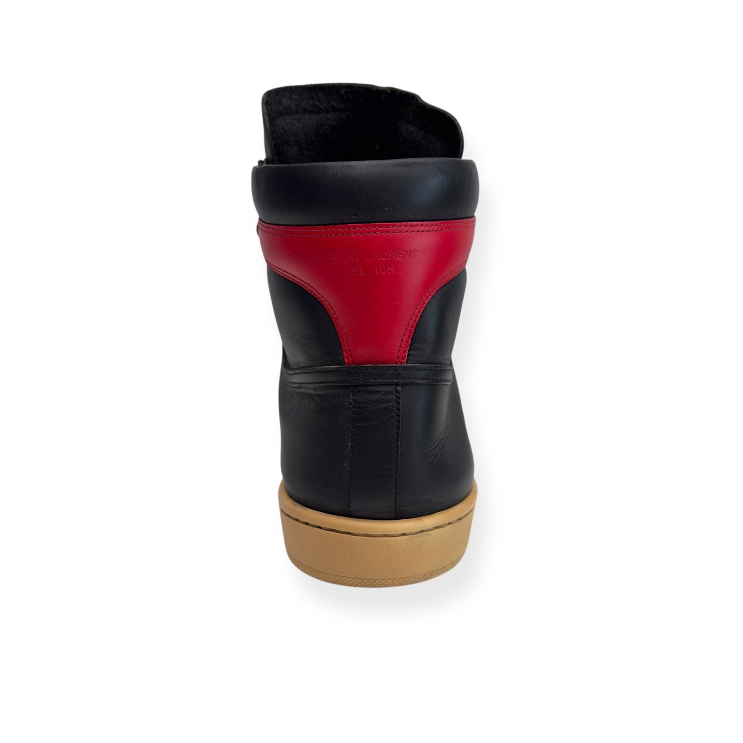 SAINT LAURENT SL-10 HIGH TOP LEATHER SNEAKER RED / BLACK UK9