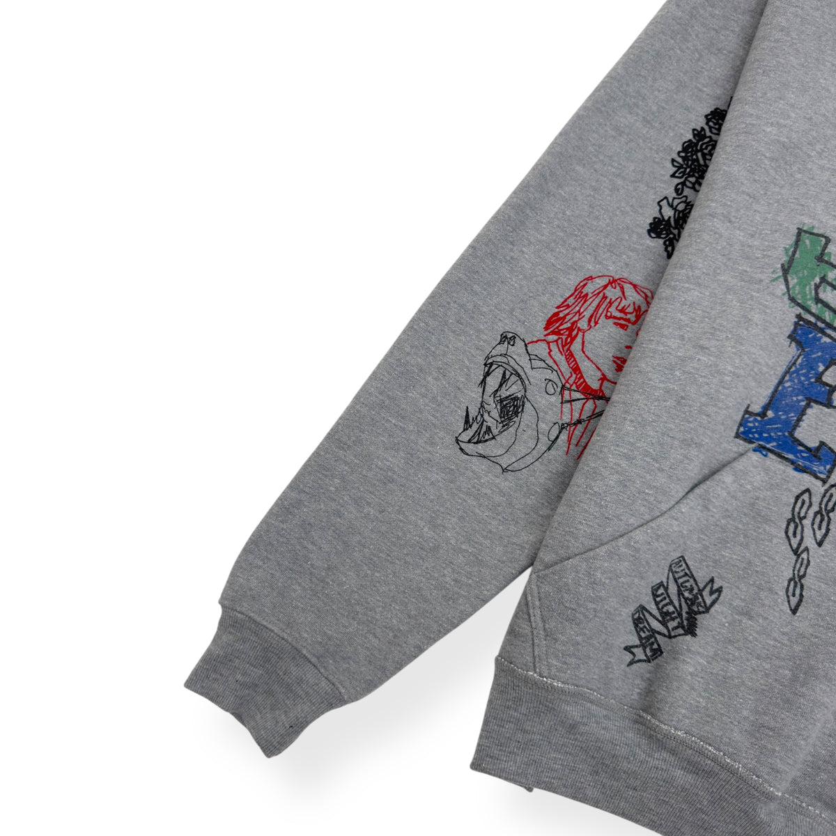 RHUDE DOODLE POPOVER HOODIE GREY L