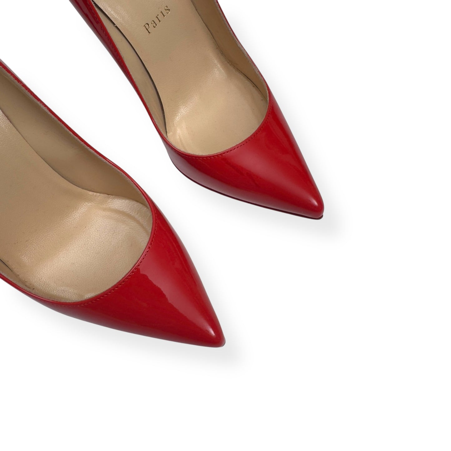 CHRISTIAN LOUBOUTIN PIGALLE 100MM PATENT LEATHER POINTED TOE PUMPS RED 36 / UK3