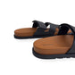 HERMÈS CHYPRE SANDALS NATUREL / BLACK 42 / UK8