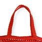 PRADA TRIANGLE-LOGO CROCHET RAFFIA TOTE BAG ORANGE / BLACK
