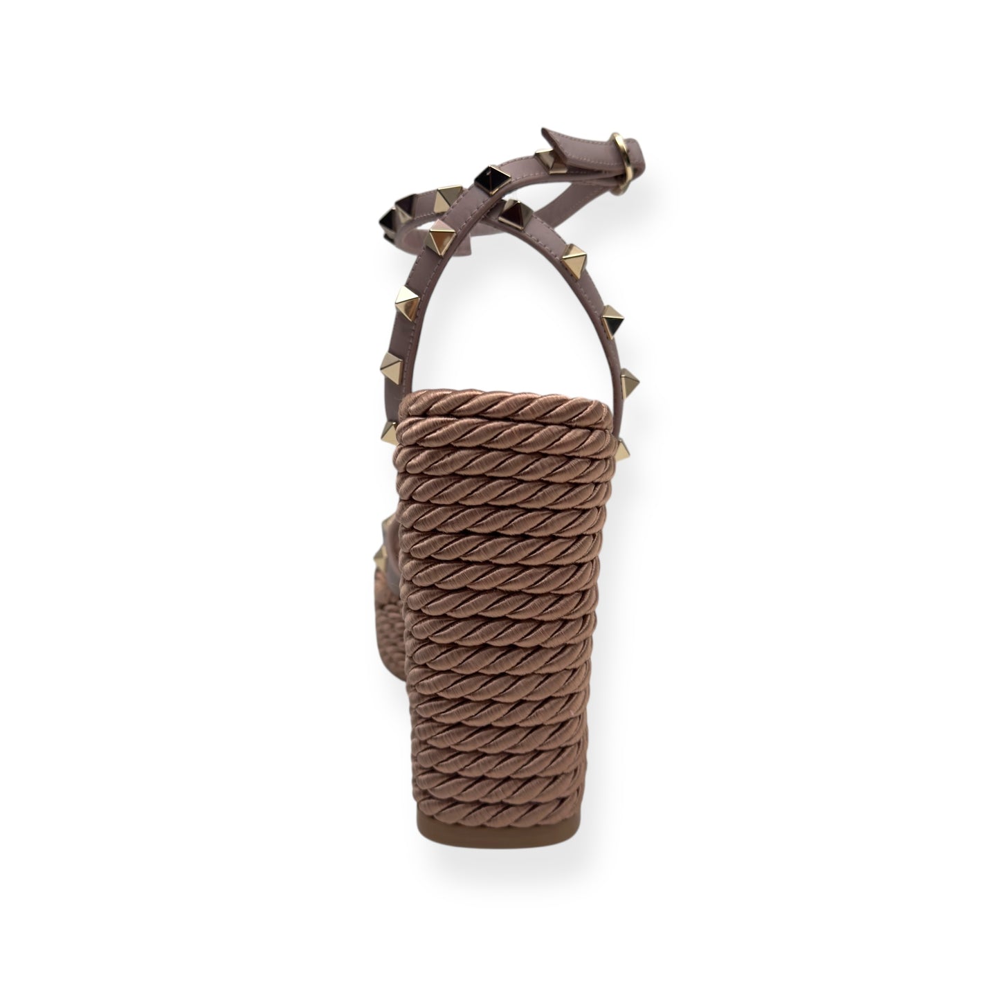 VALENTINO GARAVANI ROCKSTUD LEATHER ESPADRILLE NEUTRAL / PINK 38 / UK5