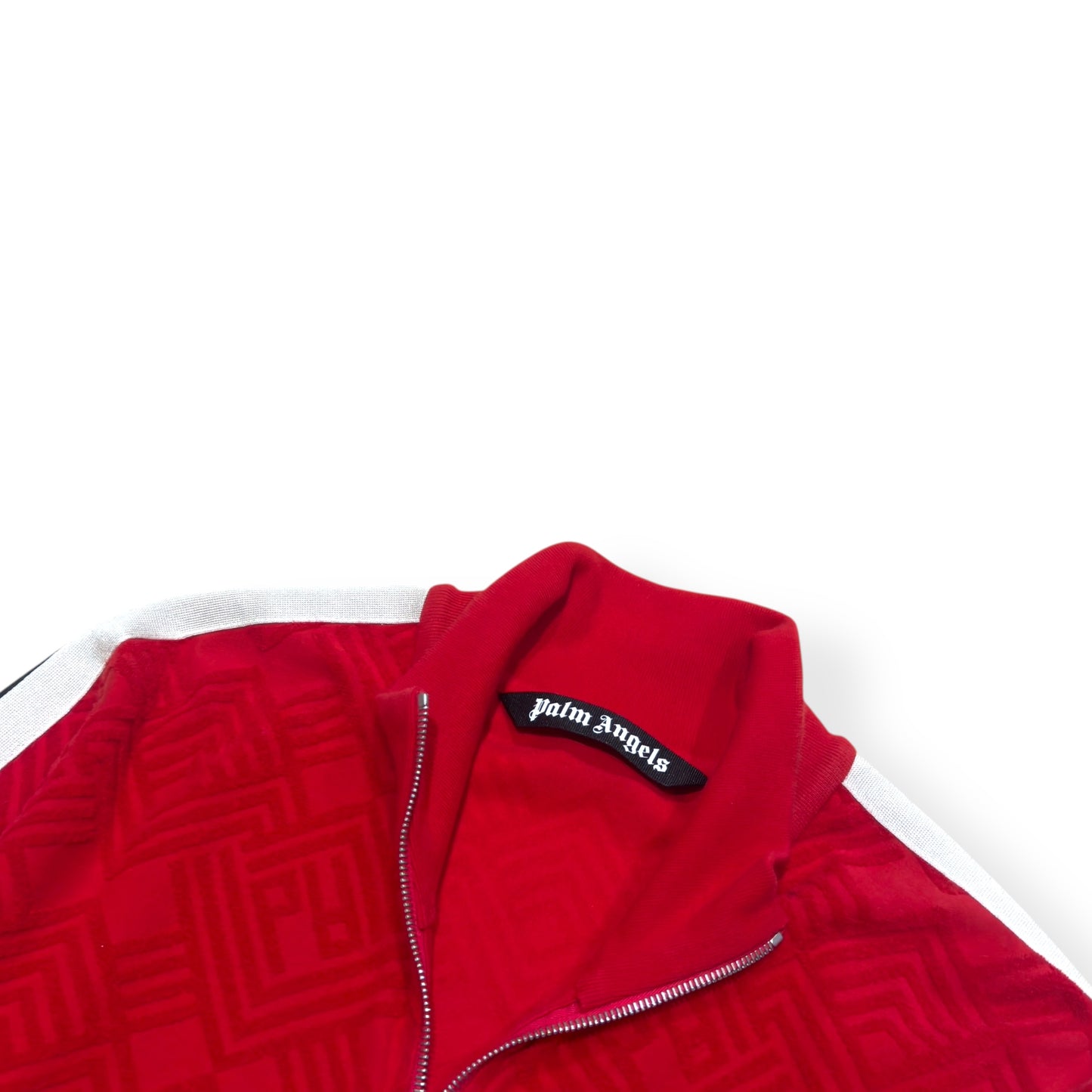 PALM ANGELS TERRY TRACK JACKET RED / WHITE L