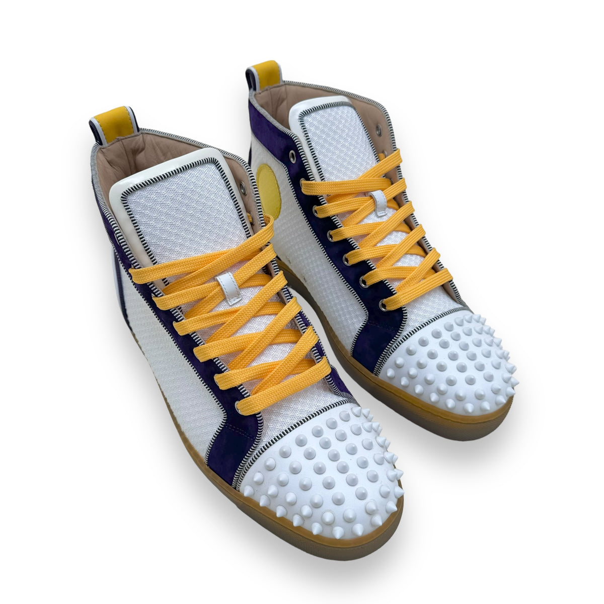 CHRISTIAN LOUBOUTIN ‘LAKERS’ SPIKE HIGH TOP SNEAKER ‘PURPLE YELLOW’ UK9