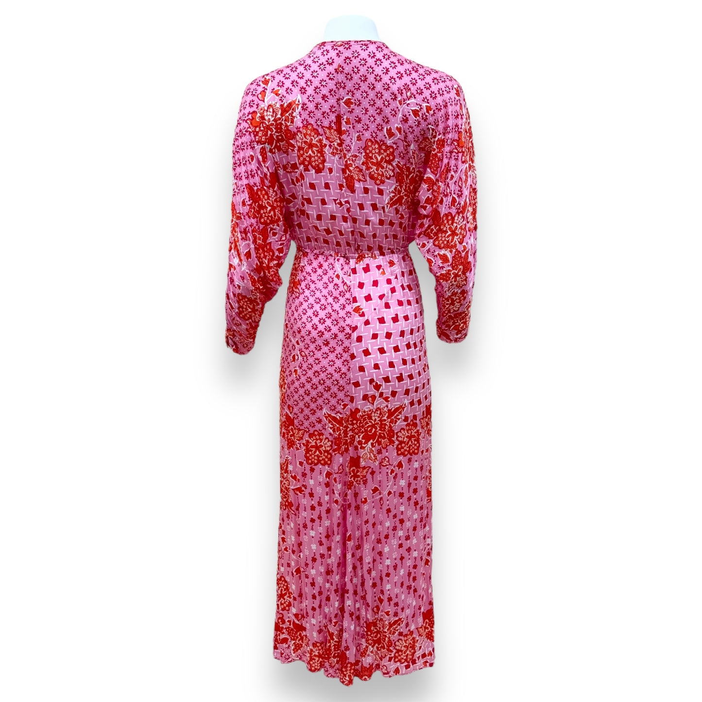 POUPETTE ST BARTH ILOYNA PRINTED MIDI DRESS PINK S