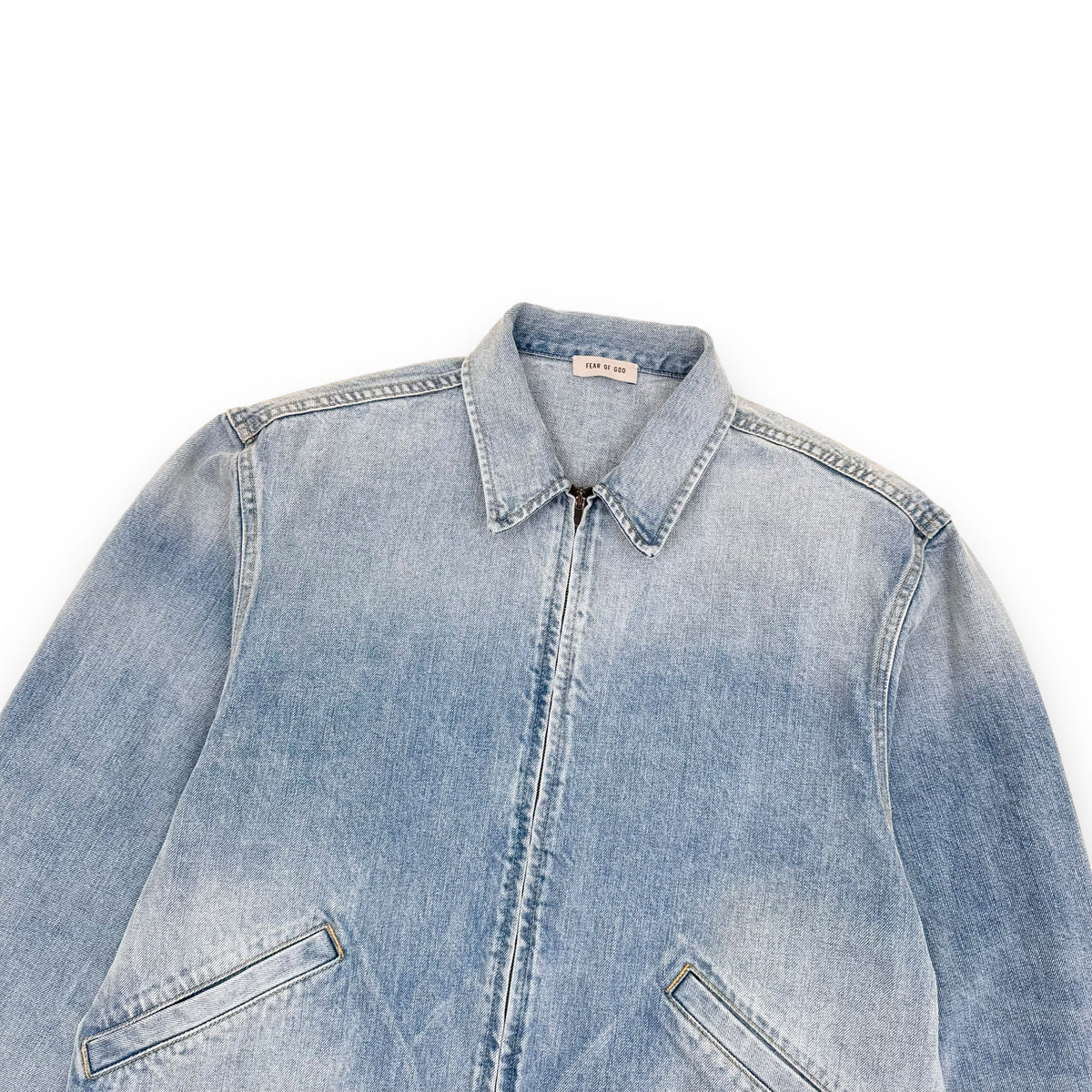 FEAR OF GOD ZIP-UP DENIM JACKET BLUE L
