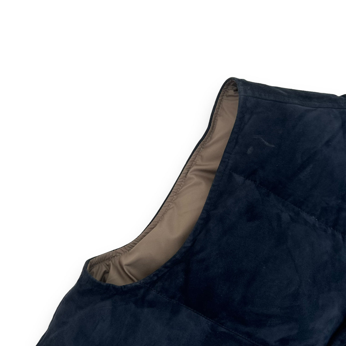 THOM SWEENEY LAMB LEATHER GILET PUFFER JACKET NAVY M