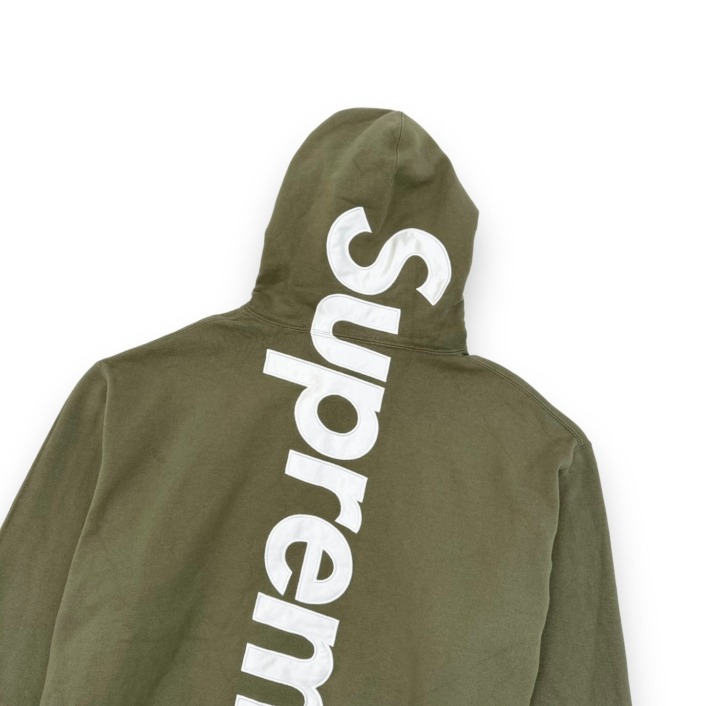 SUPREME SATIN APPLIQUÉ HOODIE OLIVE L