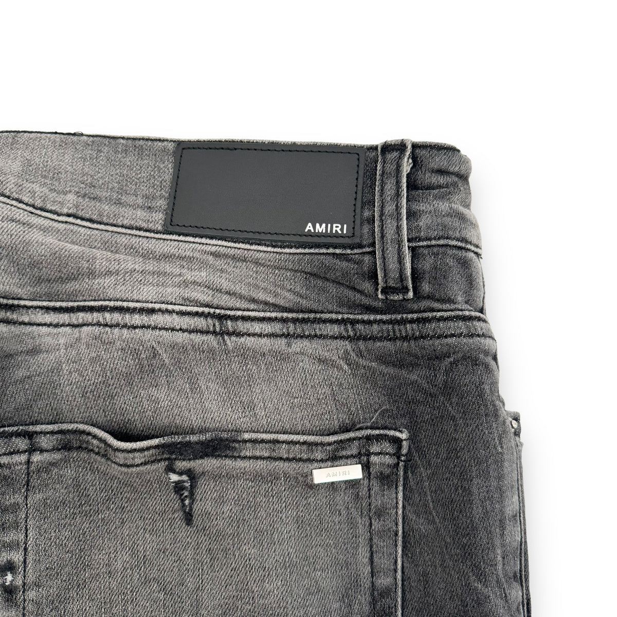 AMIRI SKINNY DISTRESSED STRETCH-DENIM JEANS DARK GREY 34W