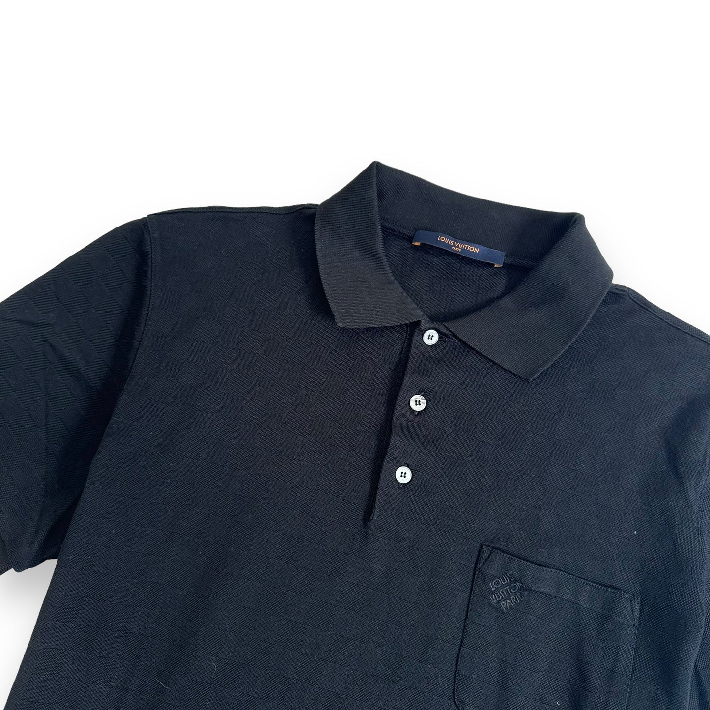 LOUIS VUITTON HALF DAMIER POCKET POLO SHIRT BLACK L