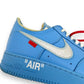 NIKE X OFF-WHITE AIR FORCE 1 MCA UNIVERSITY BLUE SNEAKER UK10.5