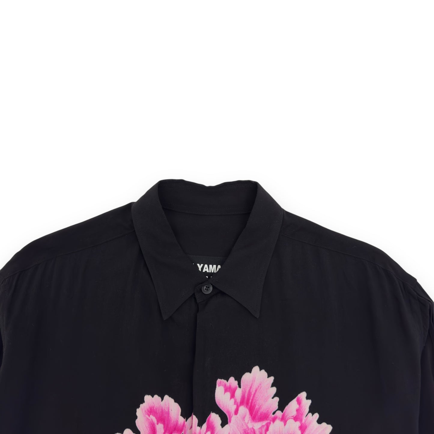 YOHJI YAMAMOTO FLORAL-PRINT LONG-SLEEVE SHIRT BLACK / PINK L