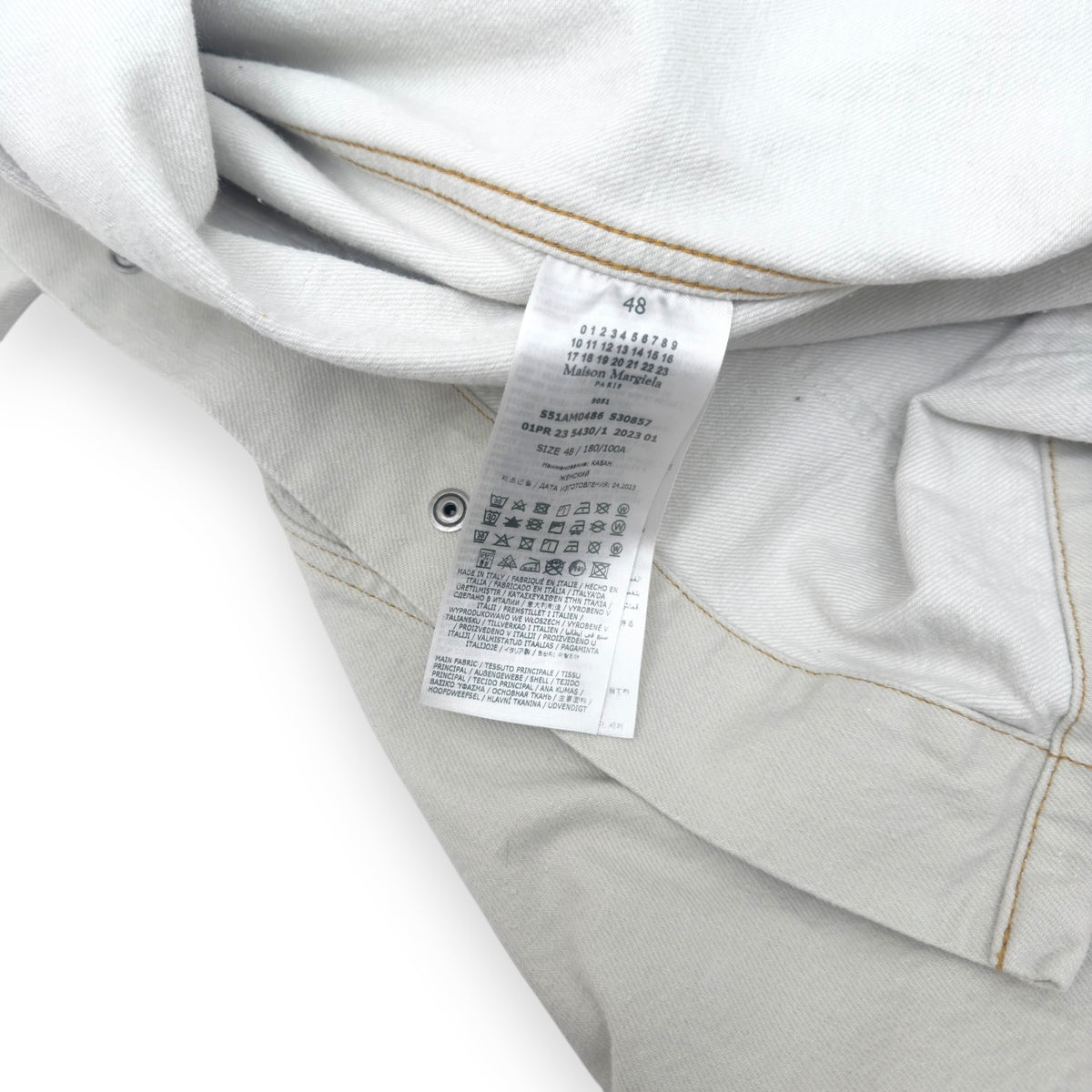 MAISON MARGIELA OVERSIZED LONG DENIM JACKET CHALK 48 / M