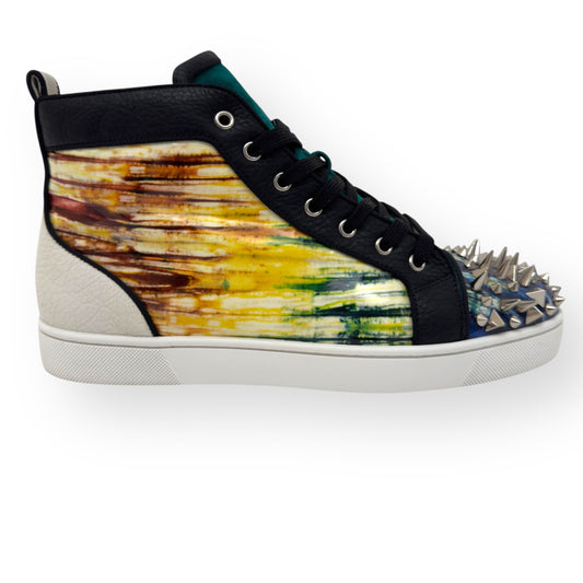 CHRISTIAN LOUBOUTIN LOUIS PIK PIK PATENT LEATHER HIGH-TOP SNEAKERS MULTICOLOURED UK7.5 / 41.5