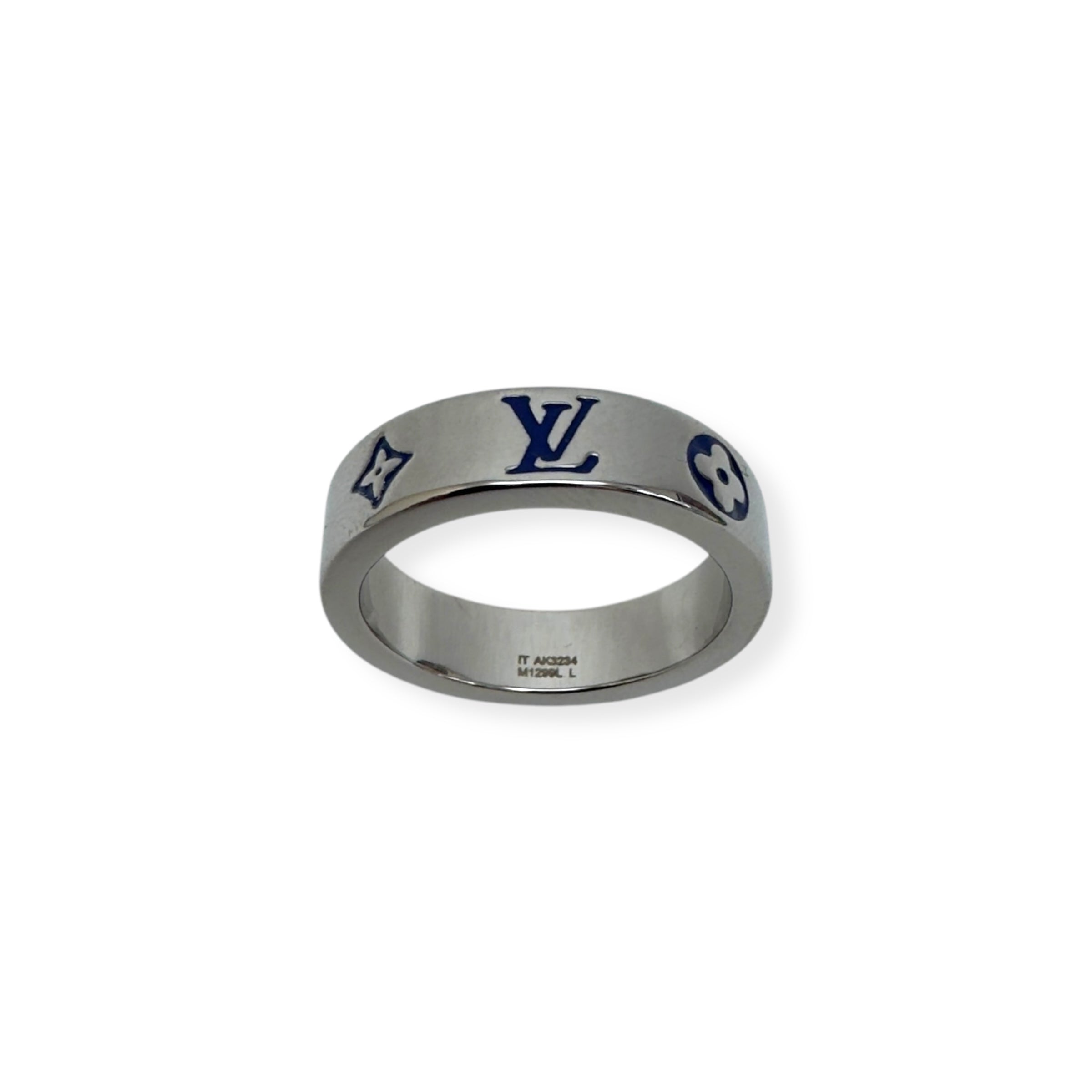 LOUIS VUITTON LV MOSAIC THIN RING SILVER / BLUE L