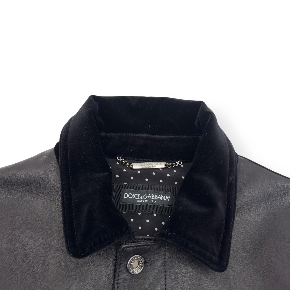 DOLCE & GABBANA LEATHER / DENIM SLIM FIT JACKET BLACK 46 / XS