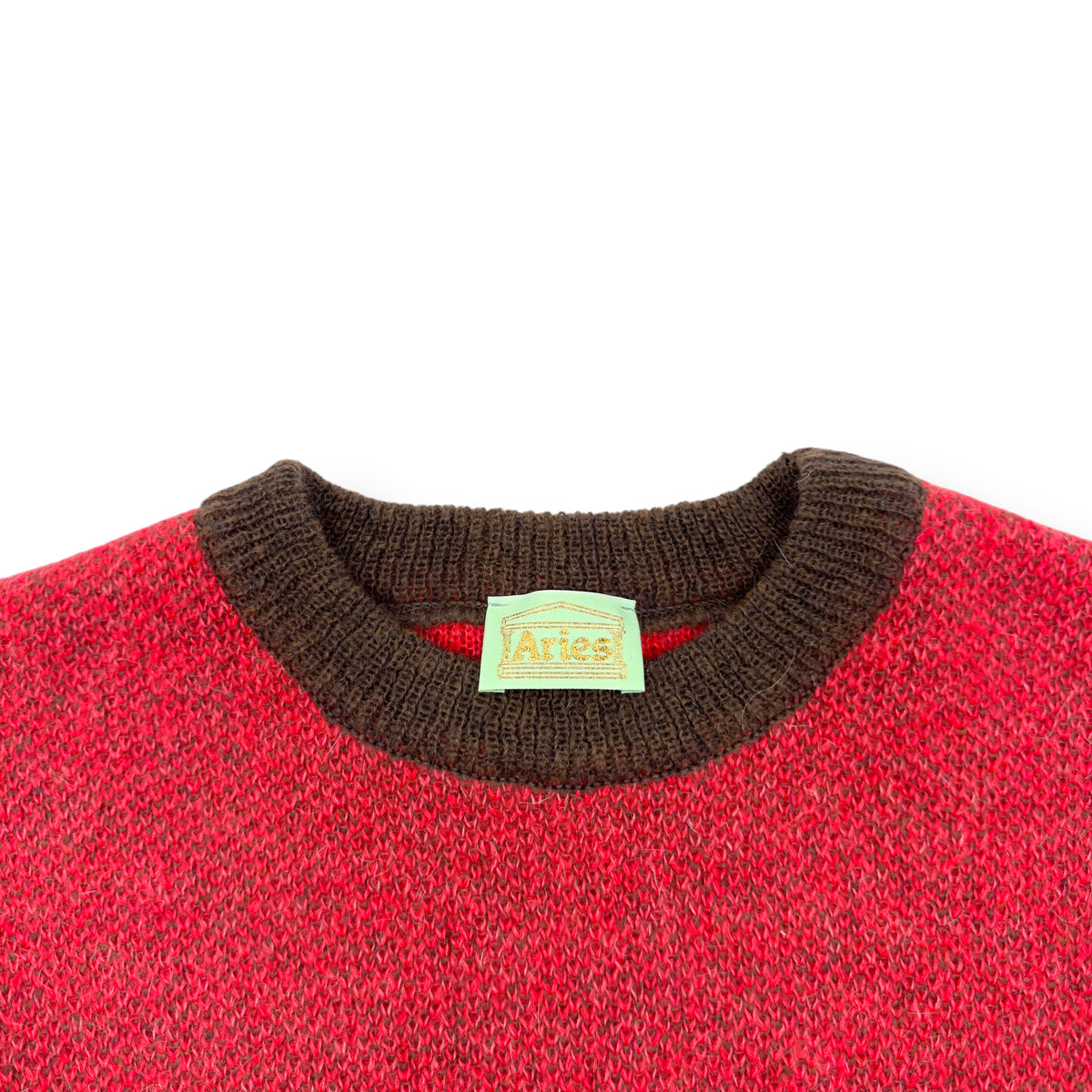 ARIES BRUSHED MOHAIR CREW NECK KNITTED SWEATER PINK / BROWN M