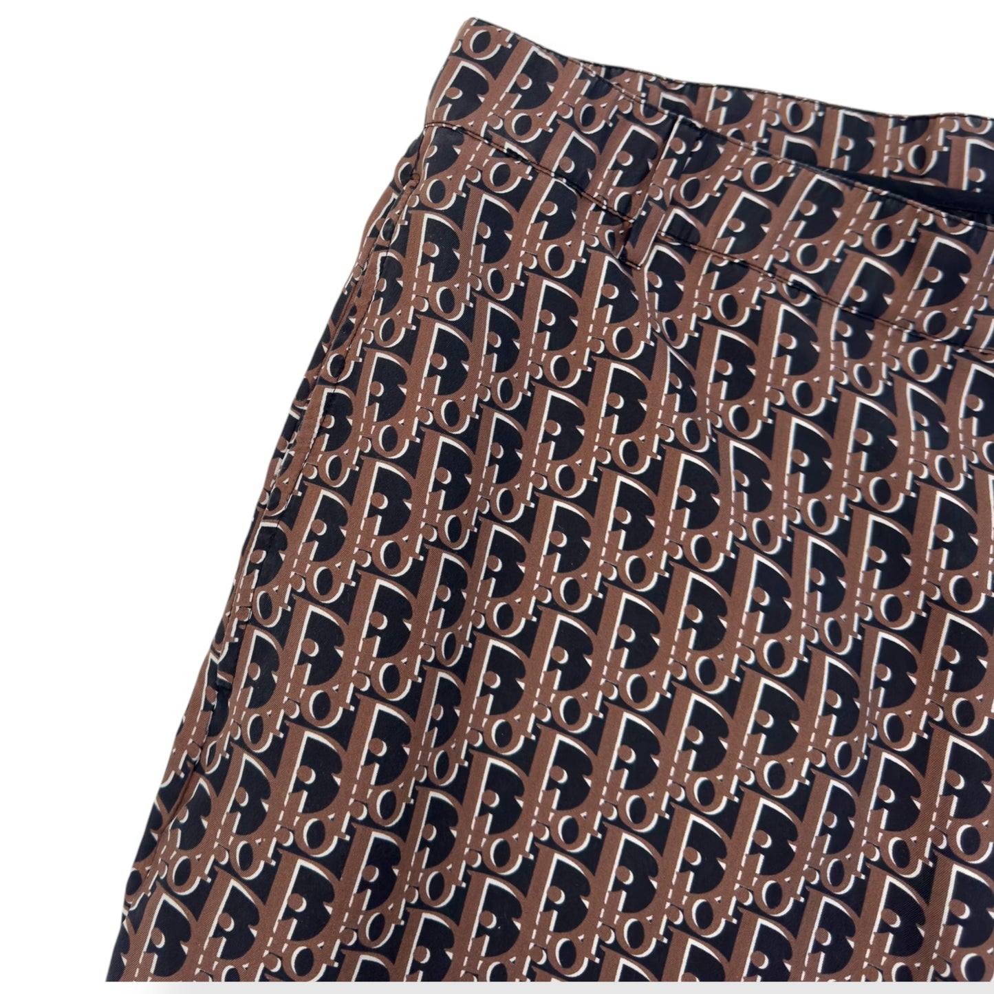 DIOR OBLIQUE BERMUDA MONOGRAM SILK SHORTS BROWN 50 / L