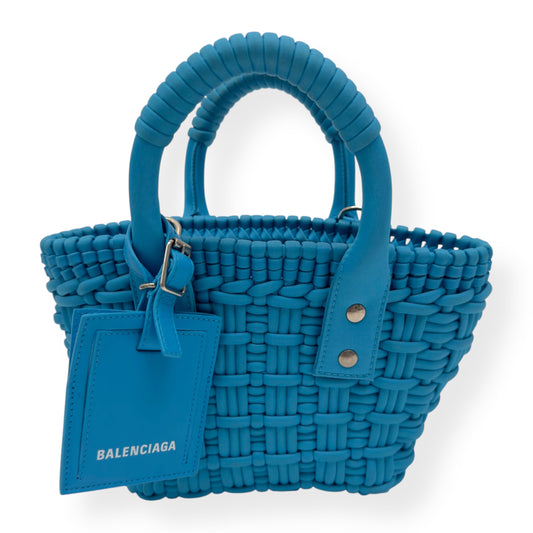 BALENCIAGA BISTRO RECYCLED NYLON BASKET BAG BLUE XXS
