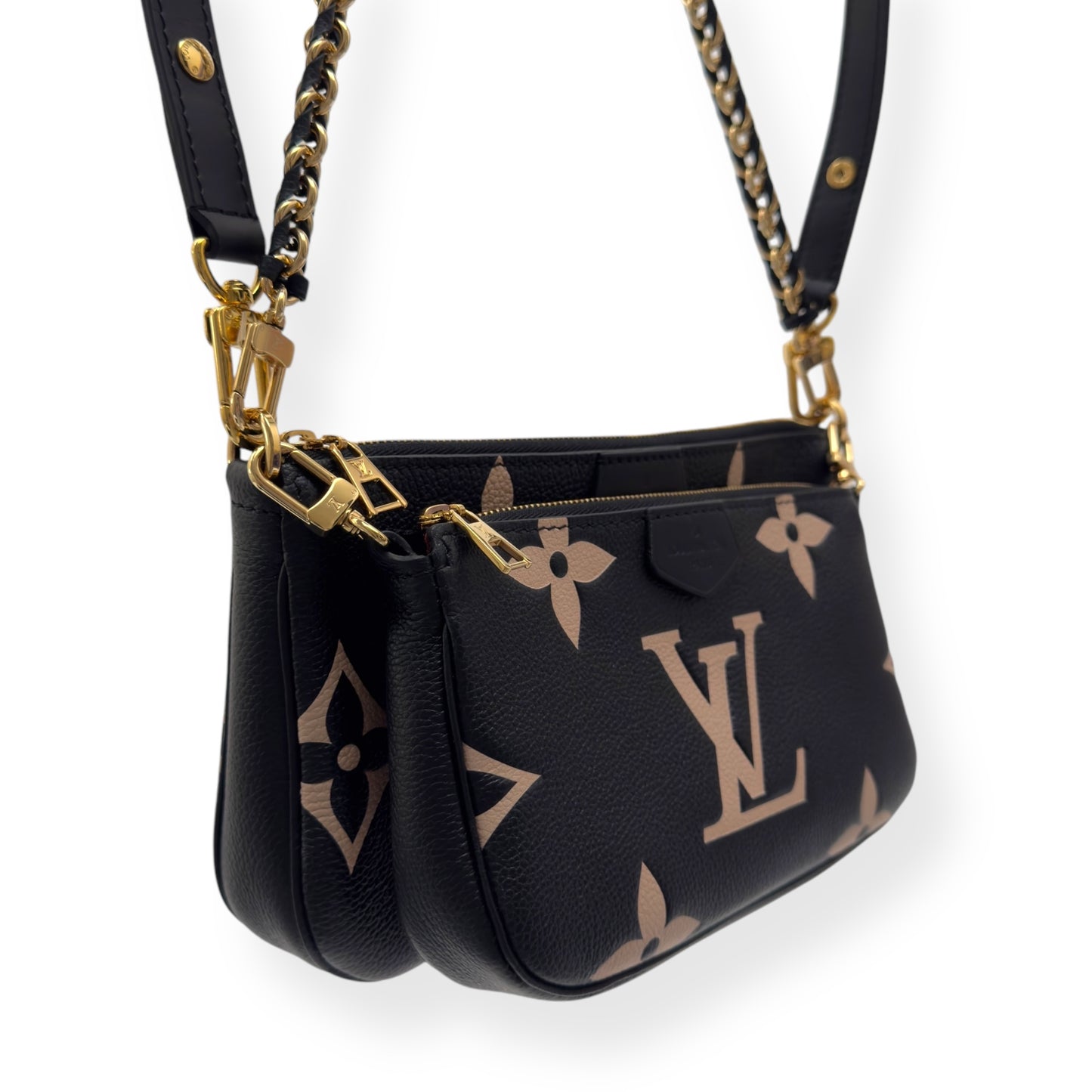 LOUIS VUITTON MULTI POUCHETTE ACCESSORIES MONOGRAM EMPREINTE LEATHER BAG BLACK / CREAM