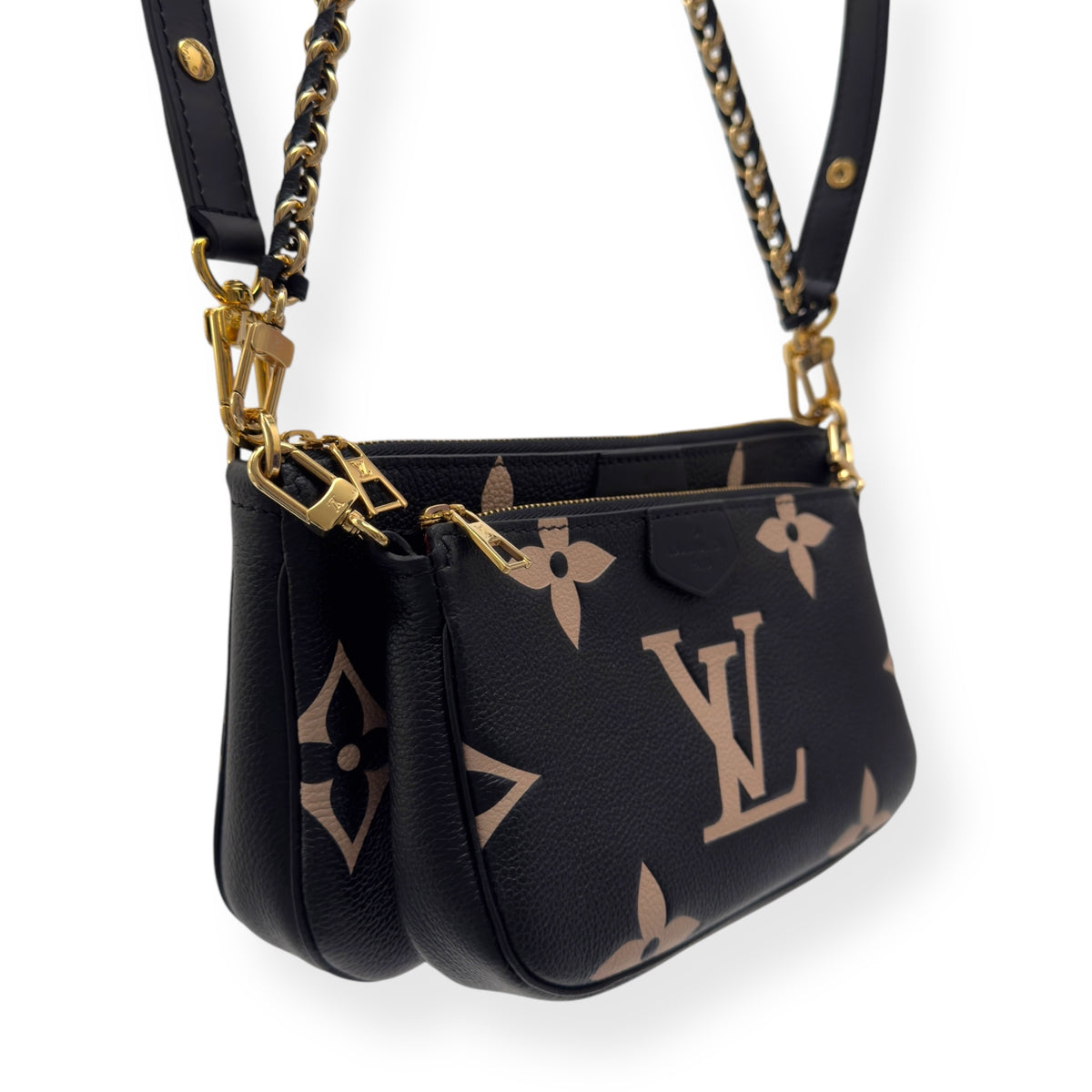 LOUIS VUITTON MULTI POUCHETTE ACCESSORIES MONOGRAM EMPREINTE LEATHER BAG BLACK / CREAM