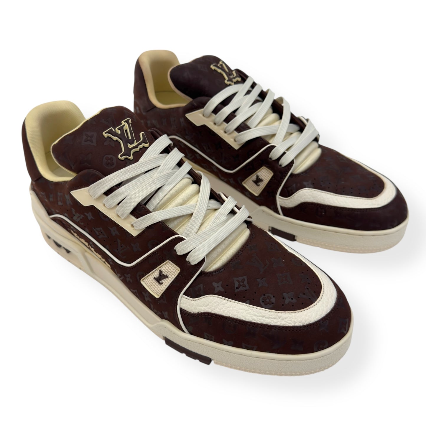 LOUIS VUITTON X TYLER THE CREATOR LV TRAINER MOCHA BROWN / BEIGE UK10