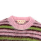 MARNI MOHAIR LONG-SLEEVE CREWNECK STRIPED SWEATER PINK / GREEN 48 / M