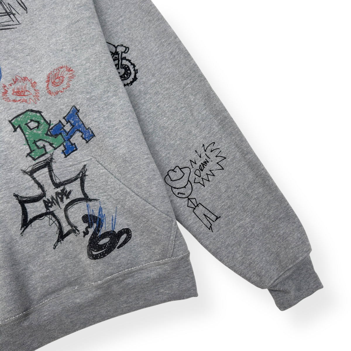 RHUDE DOODLE POPOVER HOODIE GREY L
