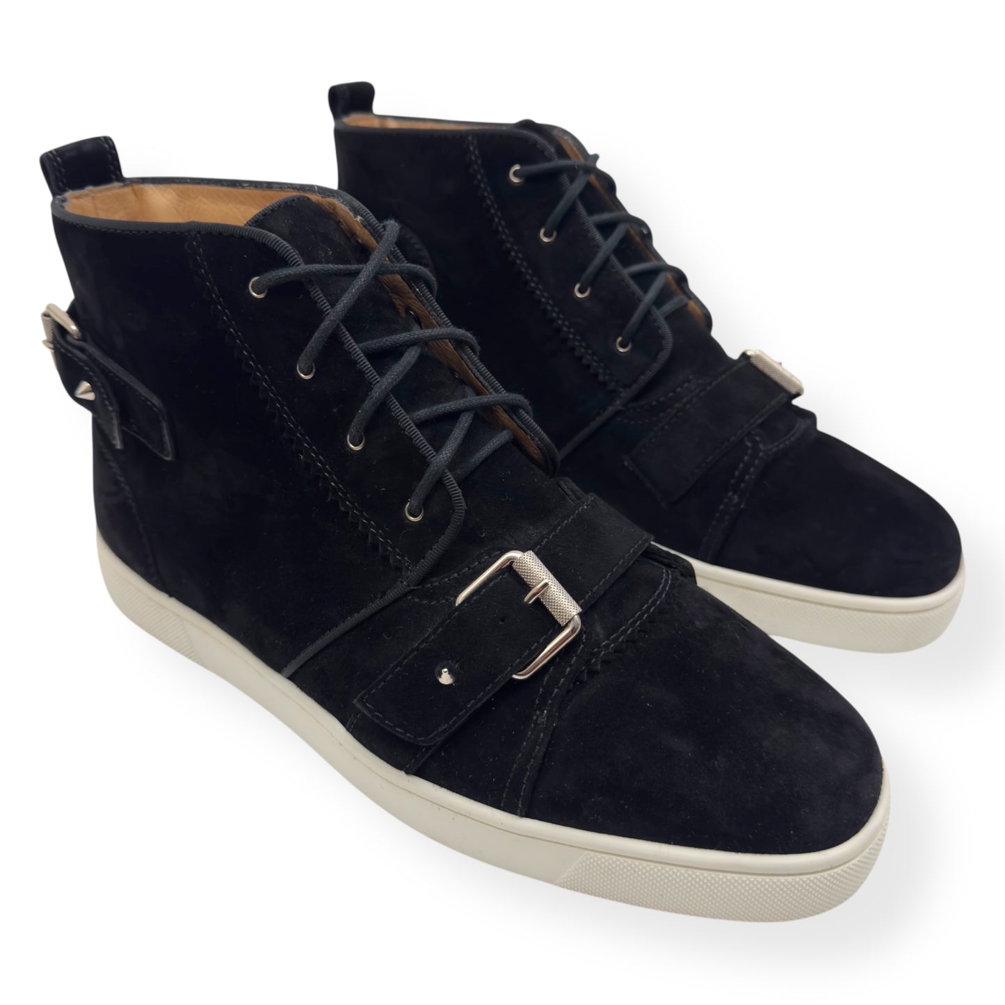 CHRISTIAN LOUBOUTIN NONO STRAP FLAT SUEDE SNEAKER BLACK 43 / UK9