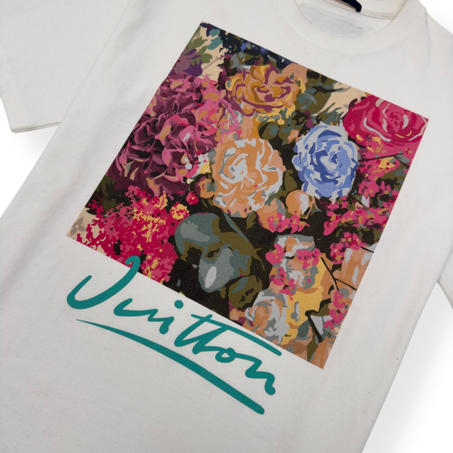 LOUIS VUITTON FLORAL PRINT T-SHIRT WHITE / PINK L