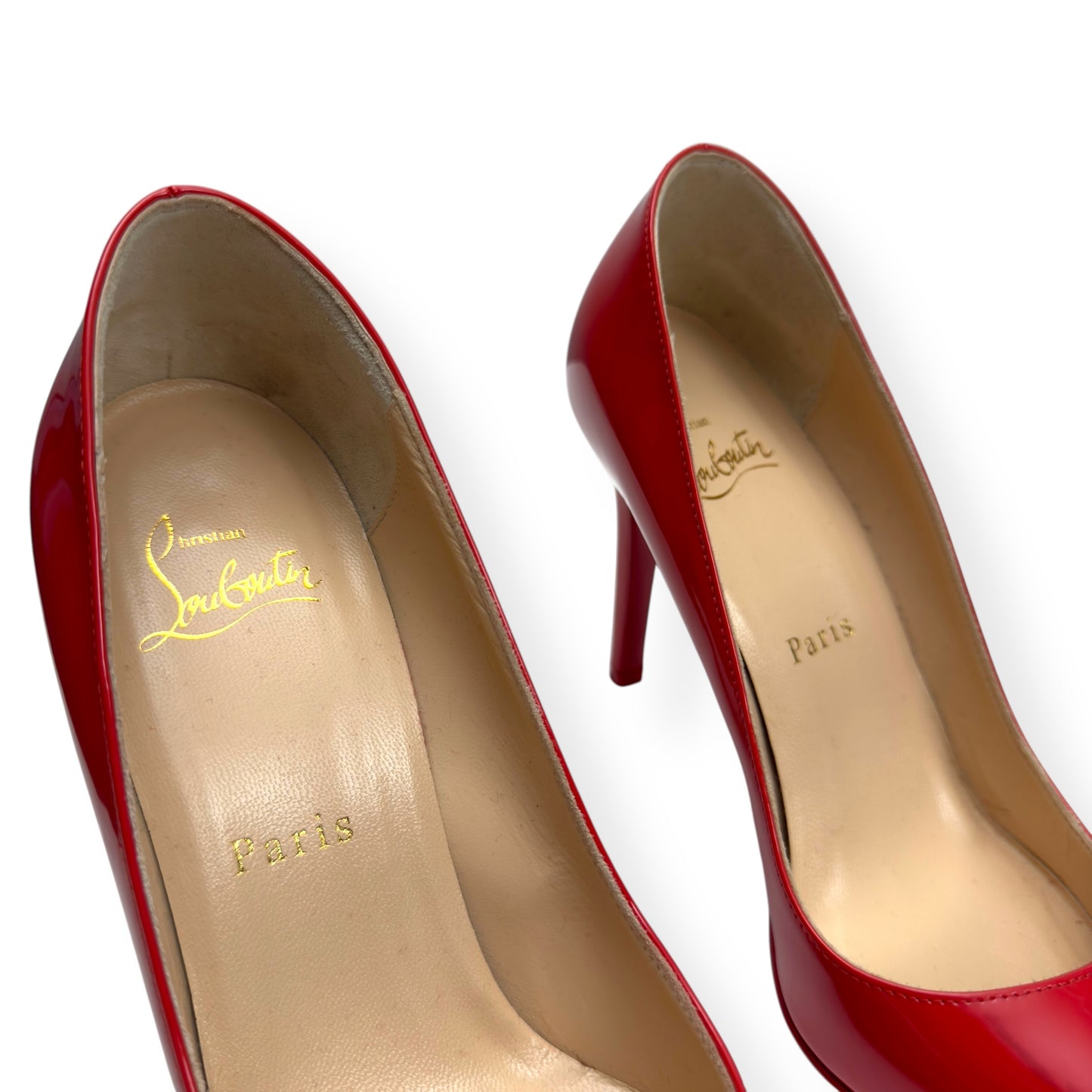CHRISTIAN LOUBOUTIN PIGALLE 100MM PATENT LEATHER POINTED TOE PUMPS RED 36 / UK3